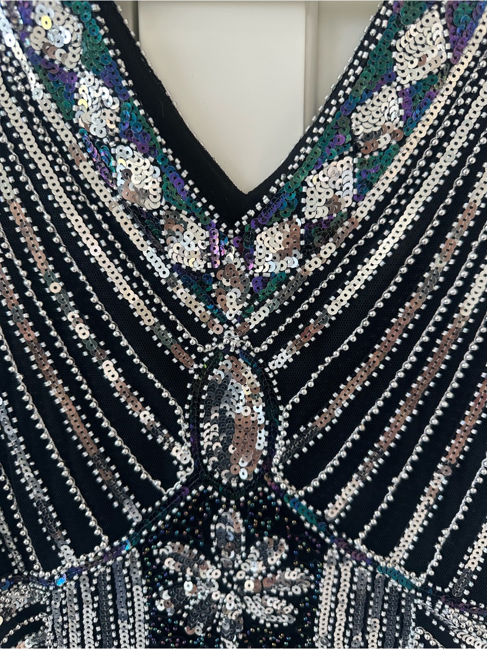 Embellished Black Beaded Fringe Midi Dress - Picture 2 of 3